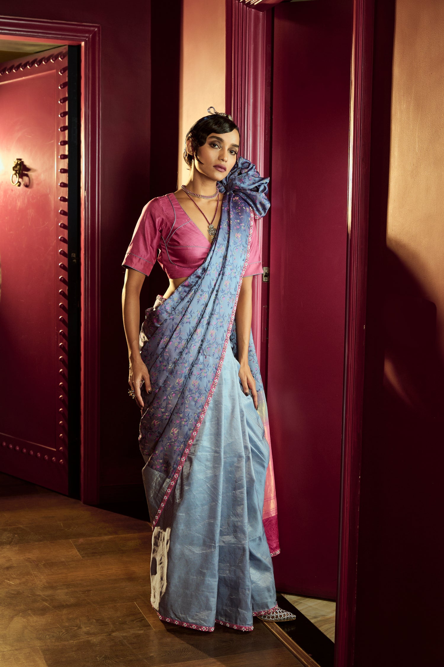 Jameela Neeli Tanchoi Banarasi Handloom Sari