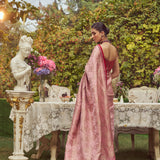 'Florence' Damask Tissue Tanchoi Handloom Sari with all over Embroidery