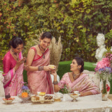 'Florence' Damask Tissue Tanchoi Handloom Sari with all over Embroidery