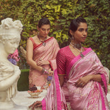 'Scarlet O' Hara' Kadhua Handloom Sari with all over Embroidery