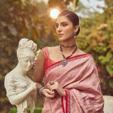 'Florence' Damask Tissue Tanchoi Handloom Sari with all over Embroidery