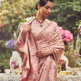 'Madam Bovary' Tanchoi Half-n-Half Handloom Sari with Embroidered Border