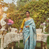 'Florence' Damask Zari Handloom Sari with all over Embroidery
