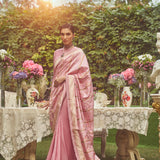 'Joan of Arc' Kadhua Meenakari Zari Handloom Sari with Embroidered Border