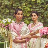 'Scarlet O' Hara' Kadhua Zari Handloom Sari with all over Embroidery
