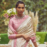 'Scarlet O' Hara' Kadhua Zari Handloom Sari with all over Embroidery