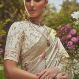 'Joan of Arc' Kadhua Meenakari Zari Handloom Sari with Embroidered Border