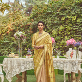 'Joan of Arc' Kadhua Meenakari Zari Handloom Sari with Embroidered Border