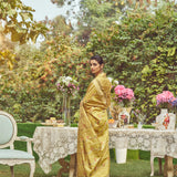 'Joan of Arc' Kadhua Meenakari Zari Handloom Sari with Embroidered Border