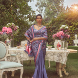 'Catherine' Dampach Zari Handloom Sari with Embroidered Border