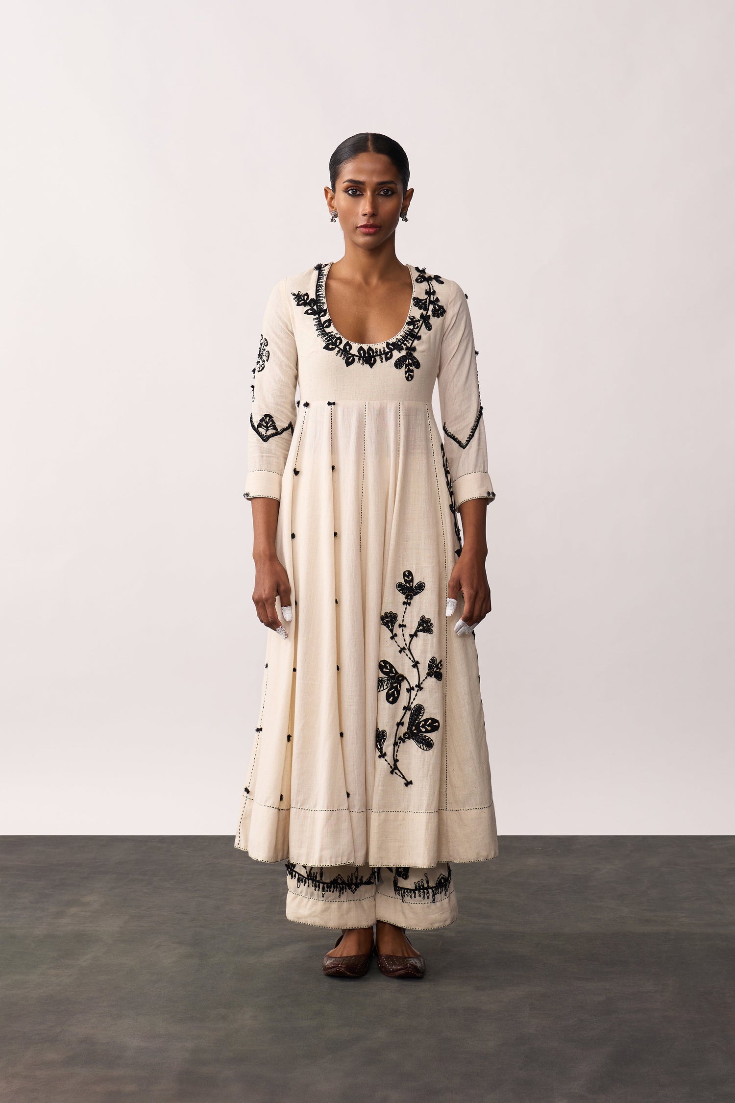 'Kalpana' Ivory Handspun Anarkali Set