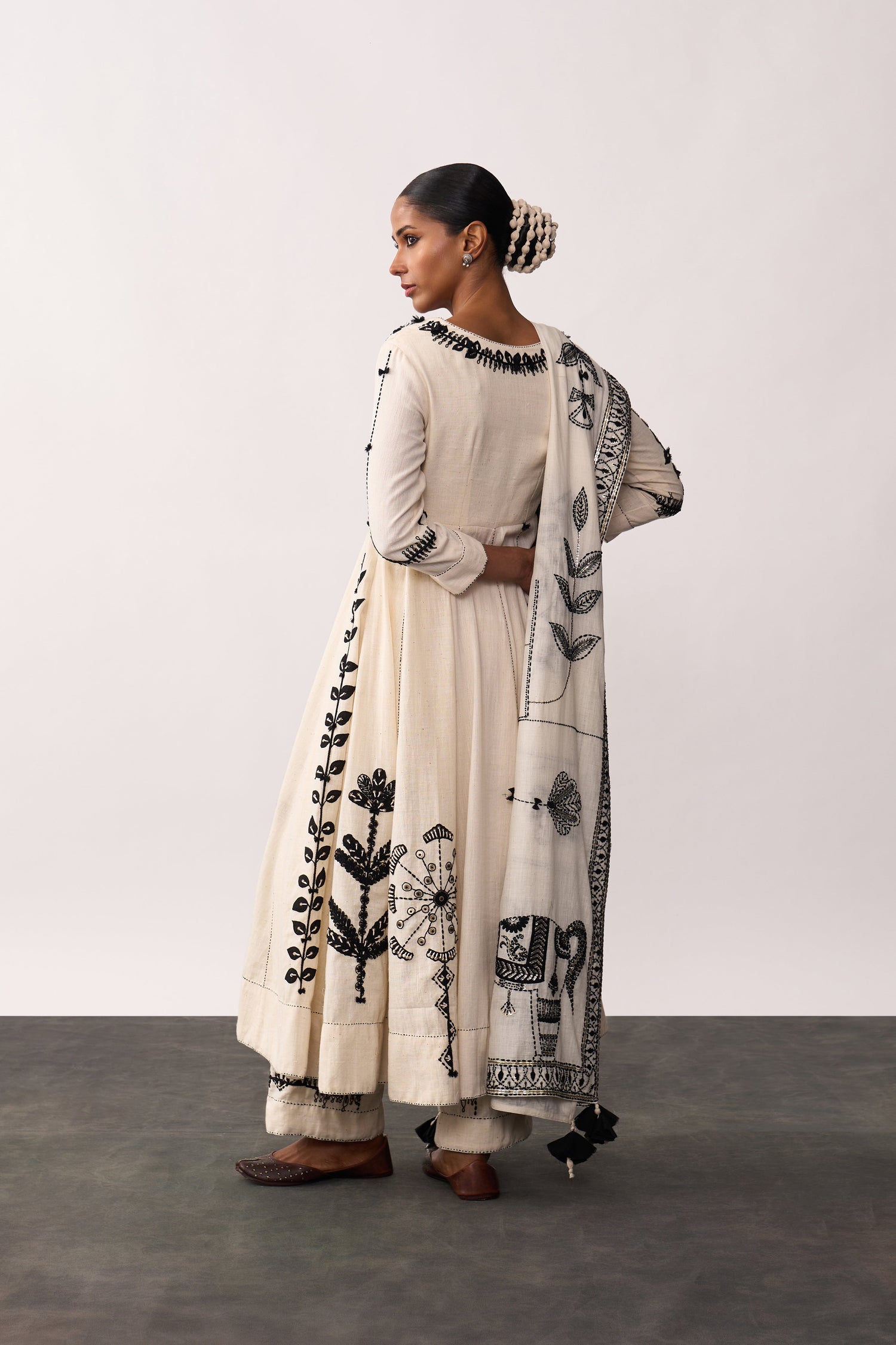 'Kalpana' Ivory Handspun Anarkali Set