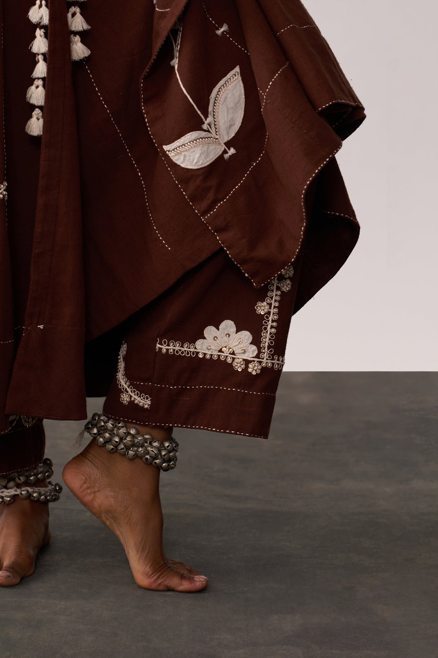 'Hazrat' Brown Handspun Anarkali Set