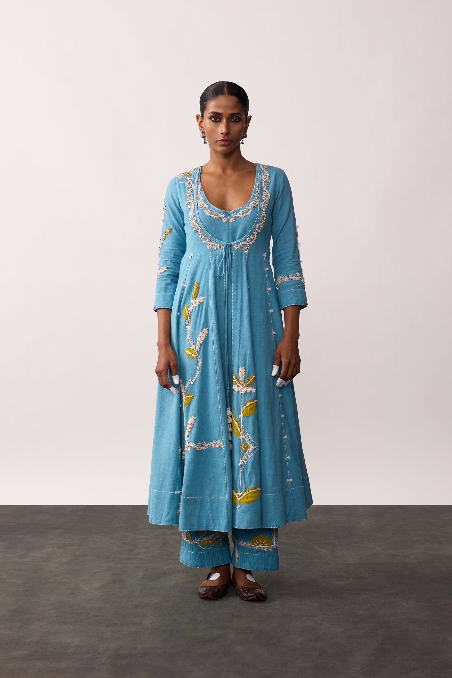 'Hazrat' Blue Handspun Anarkali Set