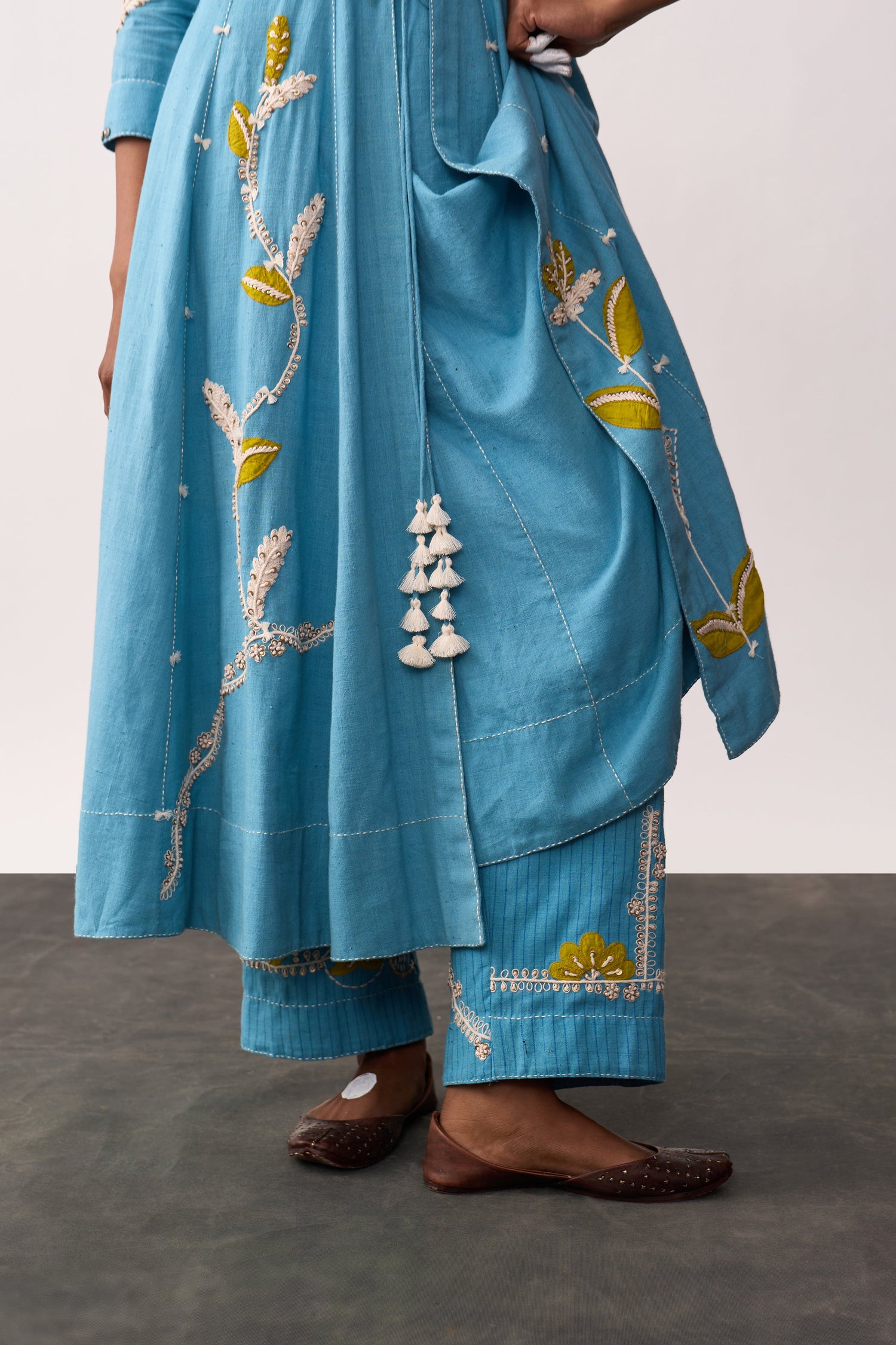 'Hazrat' Blue Handspun Anarkali Set