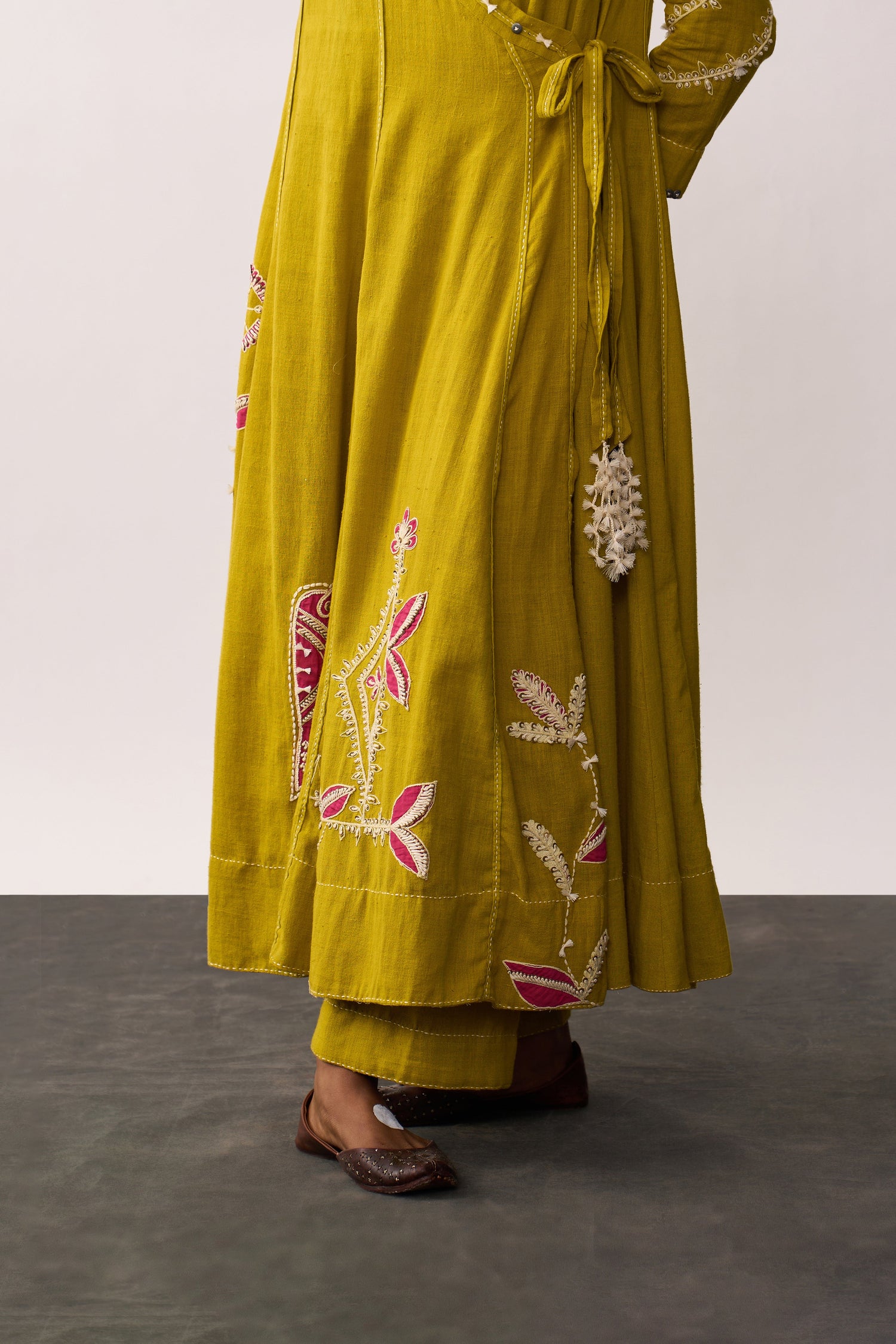 'Hansaa' Yellow Handspun Angrakha Set