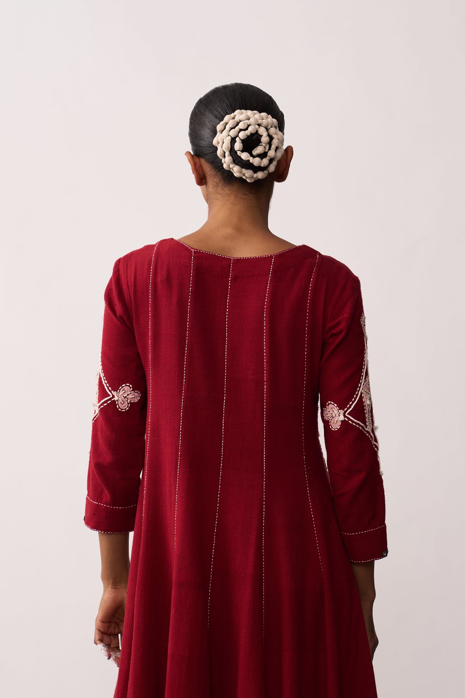 'Aruna' Red Handspun Panelled Dress