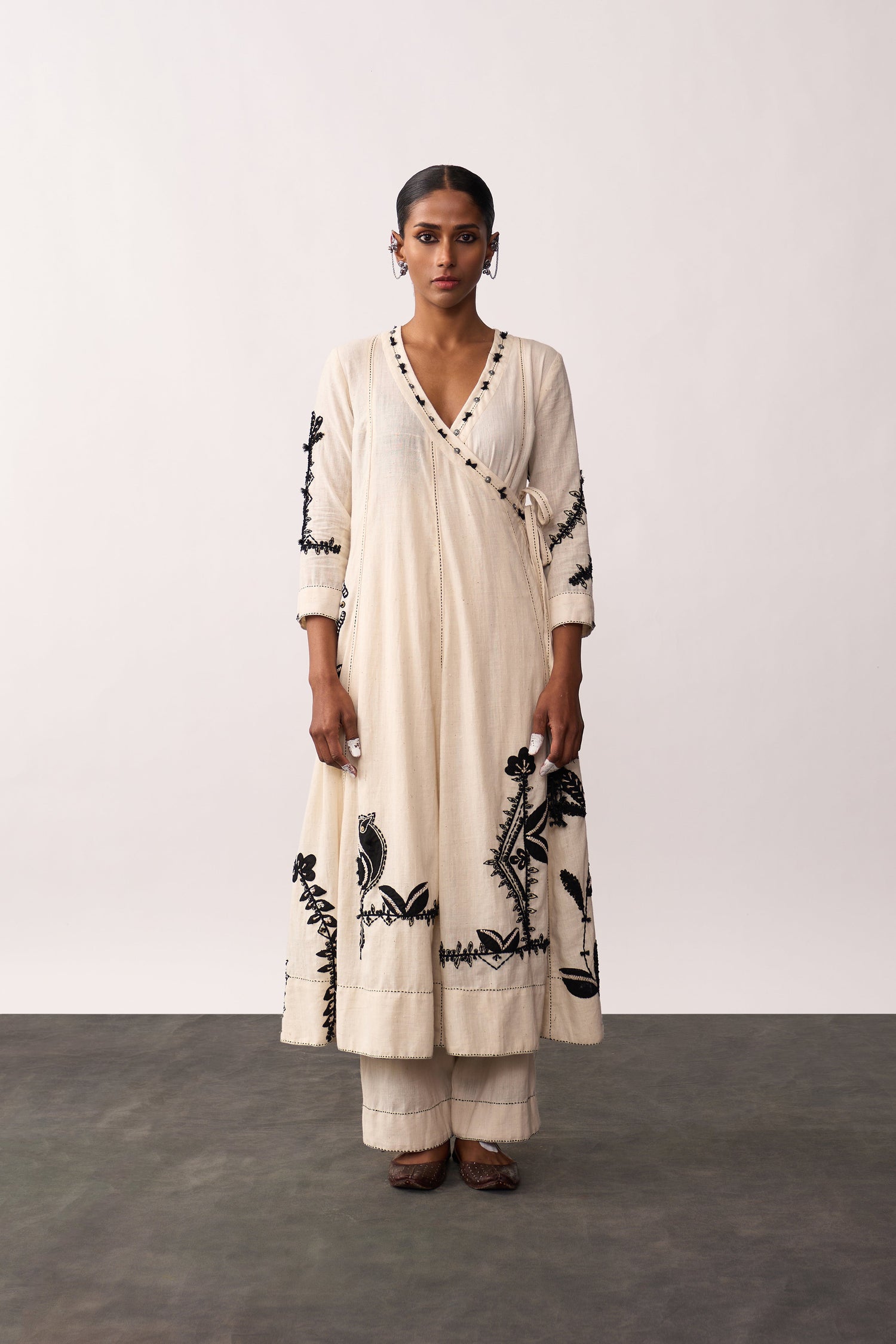 'Hansa' Ivory Handspun Angrakha Set