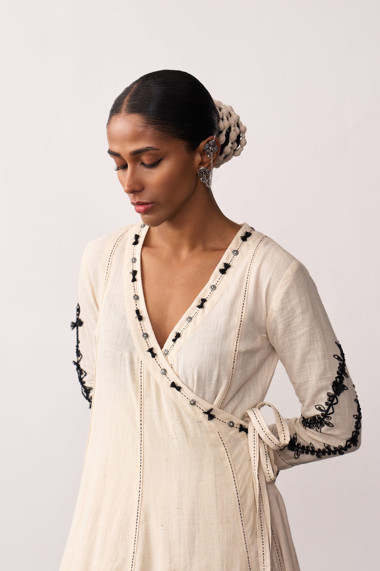 'Hansa' Ivory Handspun Angrakha Set