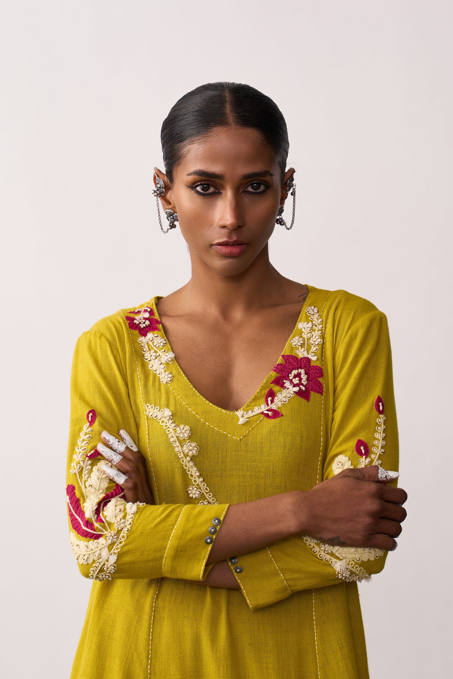 'Sucheta' Yellow Handspun Kurta Set
