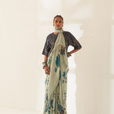 'Goolar' Pure Linen Handloom Sari