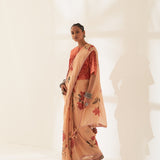 'Gulmohar' Pure Linen Handloom Sari