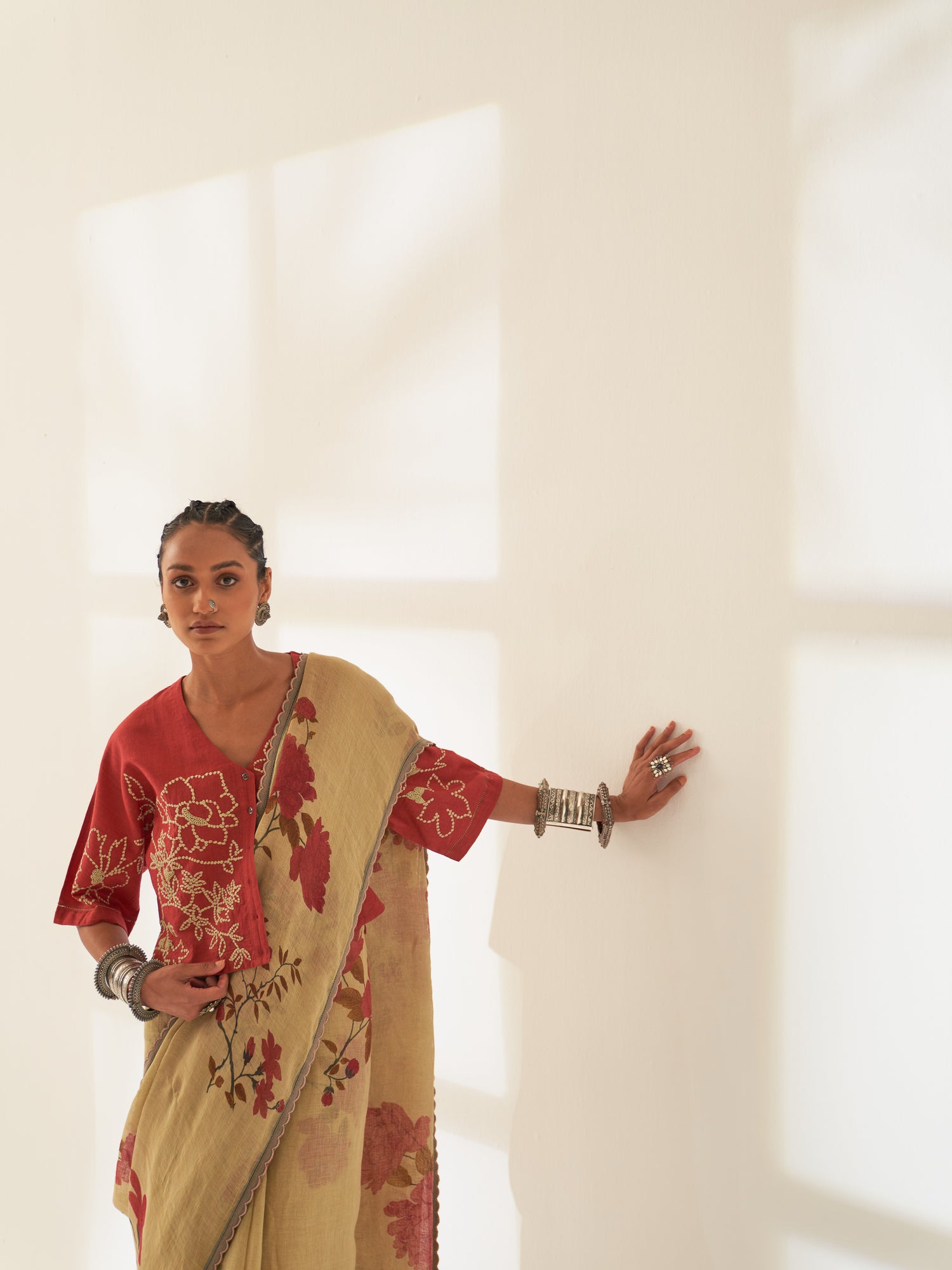 'Parag' Pure Linen Handloom Sari