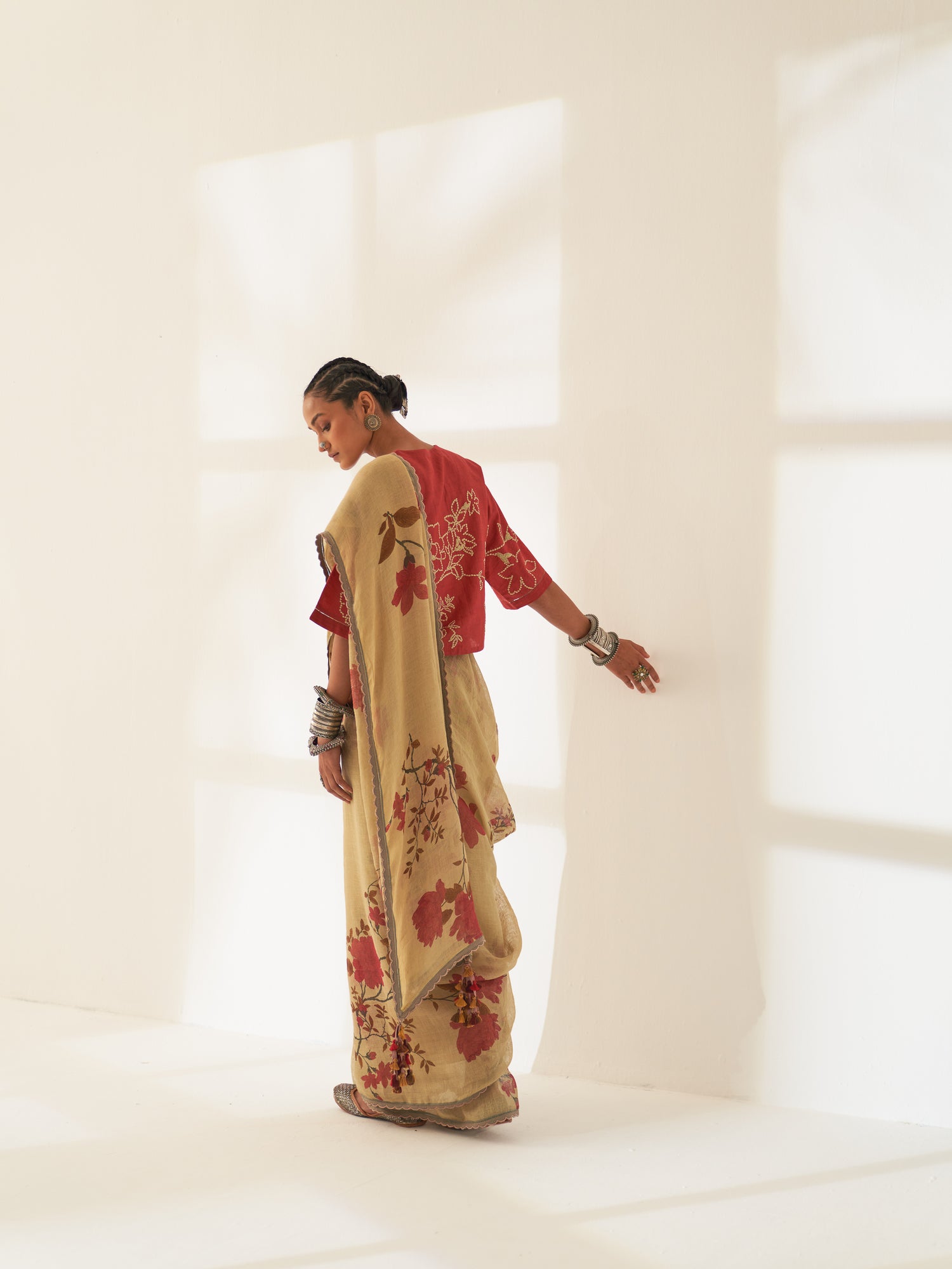 'Parag' Pure Linen Handloom Sari
