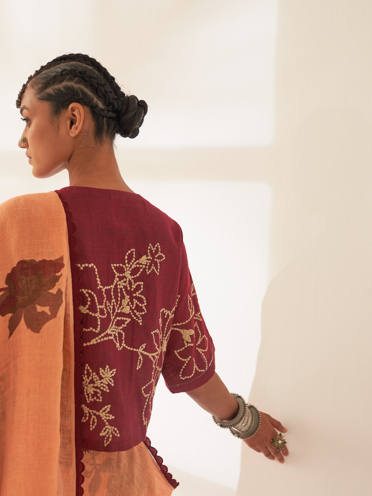 'Kunjan' Pure Linen Handloom Sari