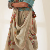'Kali' Pure Linen Handloom Sari
