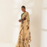 'Mahogany' Pure Linen Handloom Sari