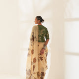 'Mahogany' Pure Linen Handloom Sari