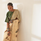 'Mahogany' Pure Linen Handloom Sari