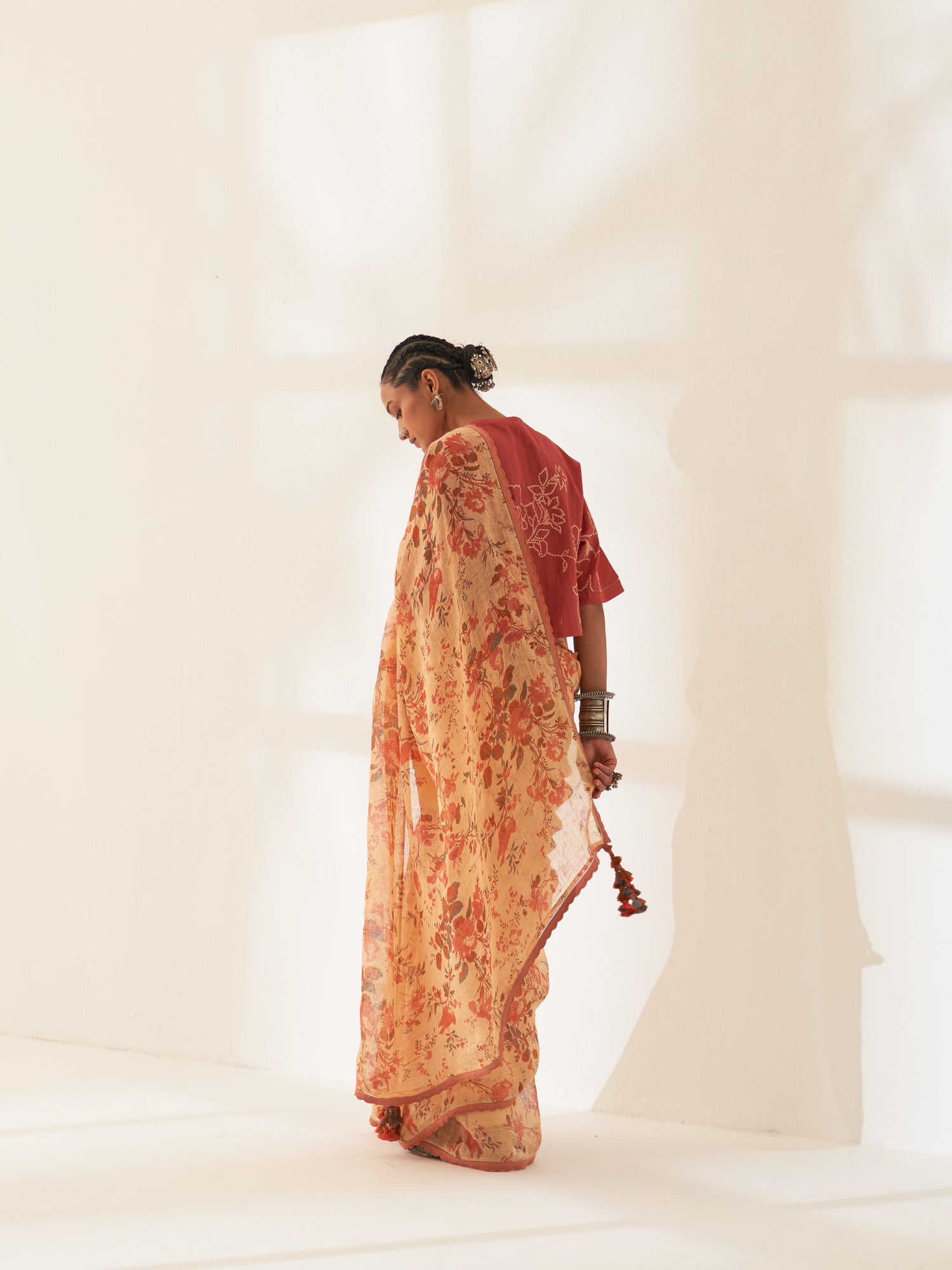 'Maulshree' Pure Linen Handloom Sari