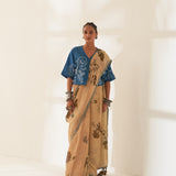 'Sanobar' Pure Linen Handloom Sari