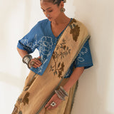 'Sanobar' Pure Linen Handloom Sari