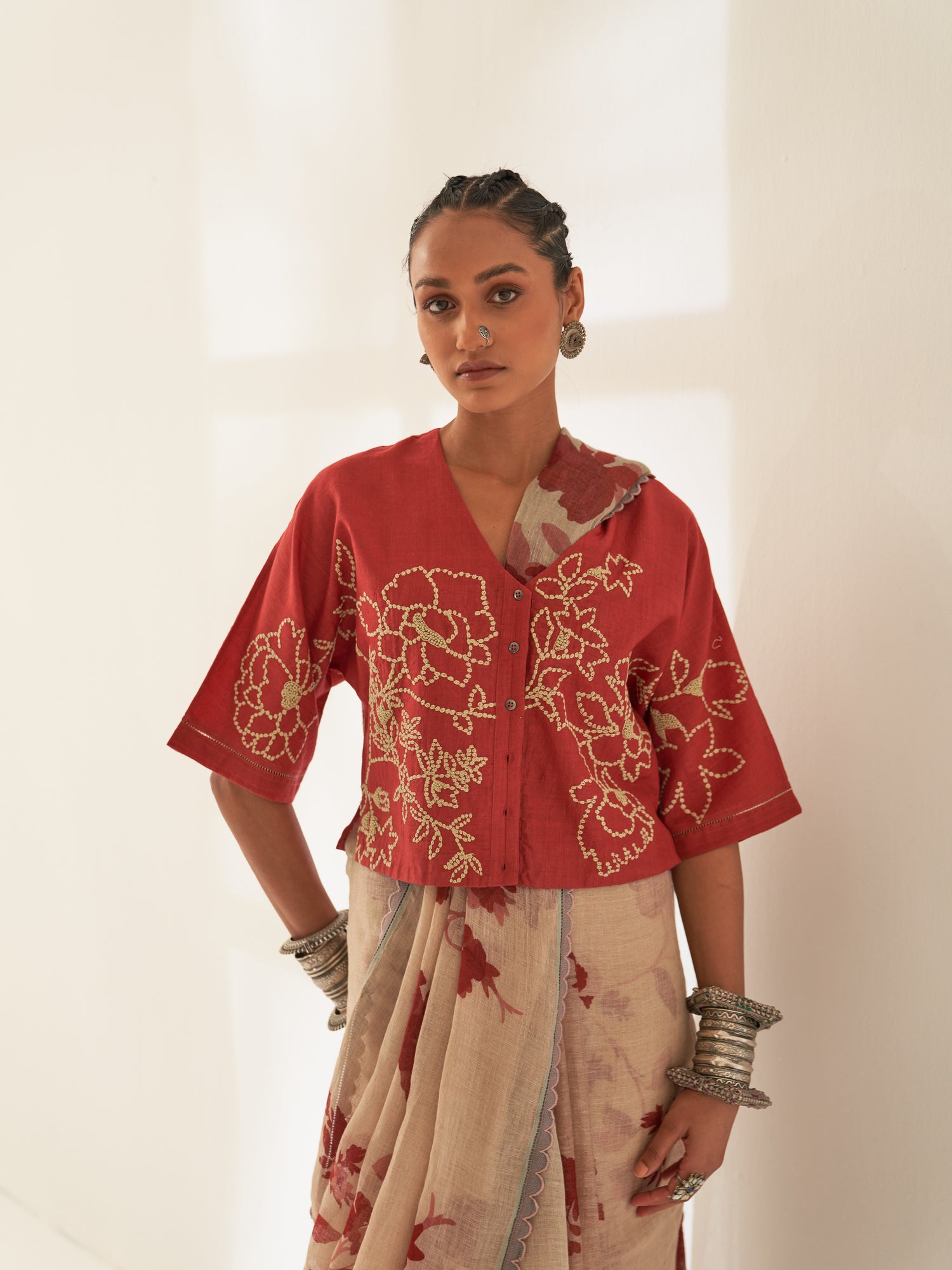 'Bela' Pure Linen Handloom Sari