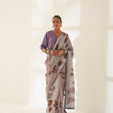 'Jamun' Pure Linen Handloom Sari