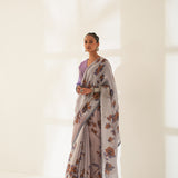 'Jamun' Pure Linen Handloom Sari