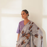 'Jamun' Pure Linen Handloom Sari