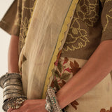 'Paat' Pure Linen Handloom Sari