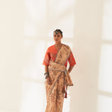 'Narangi' Pure Linen Handloom Sari