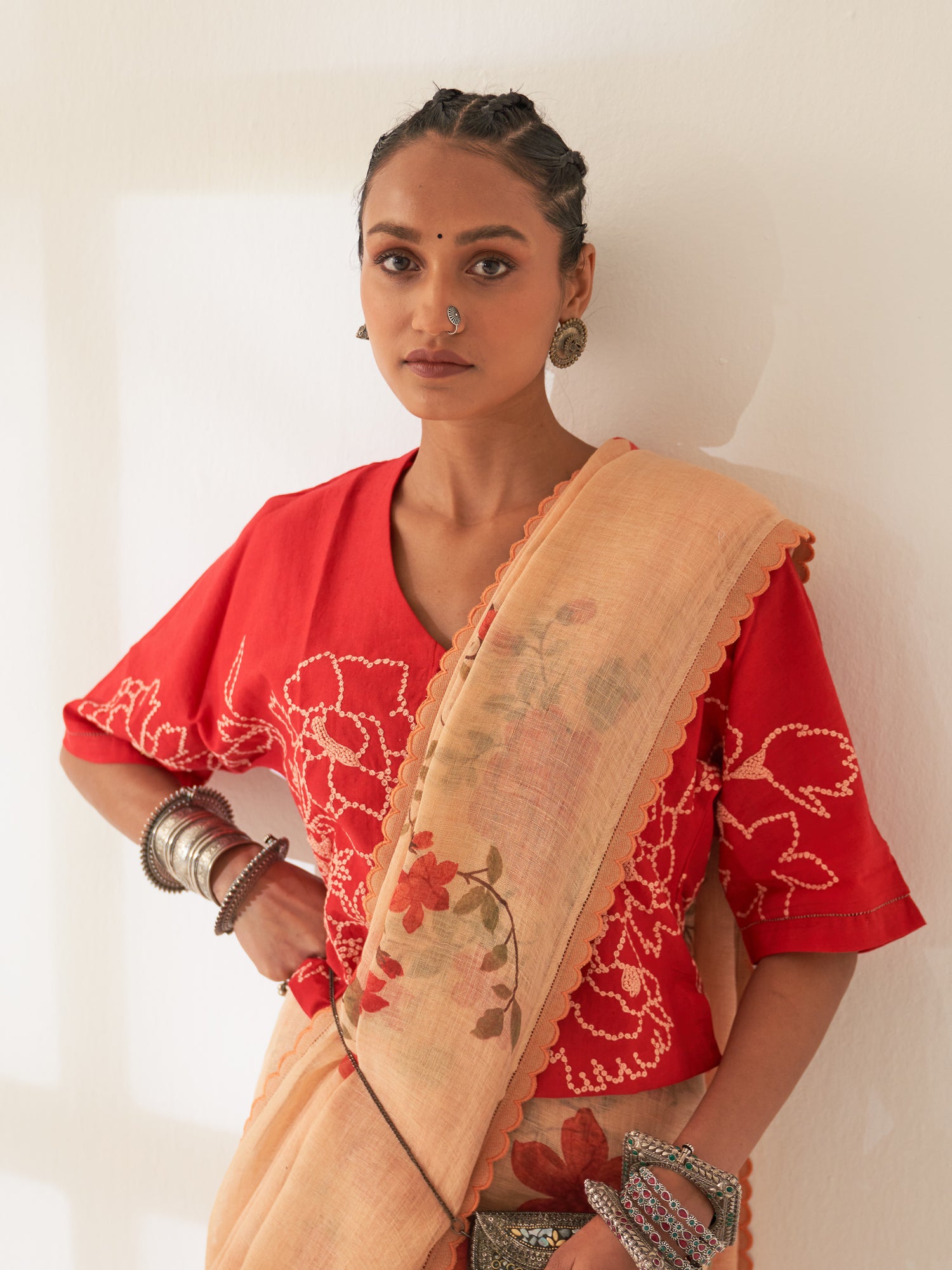 'Dhoop' Pure Linen Handloom Sari