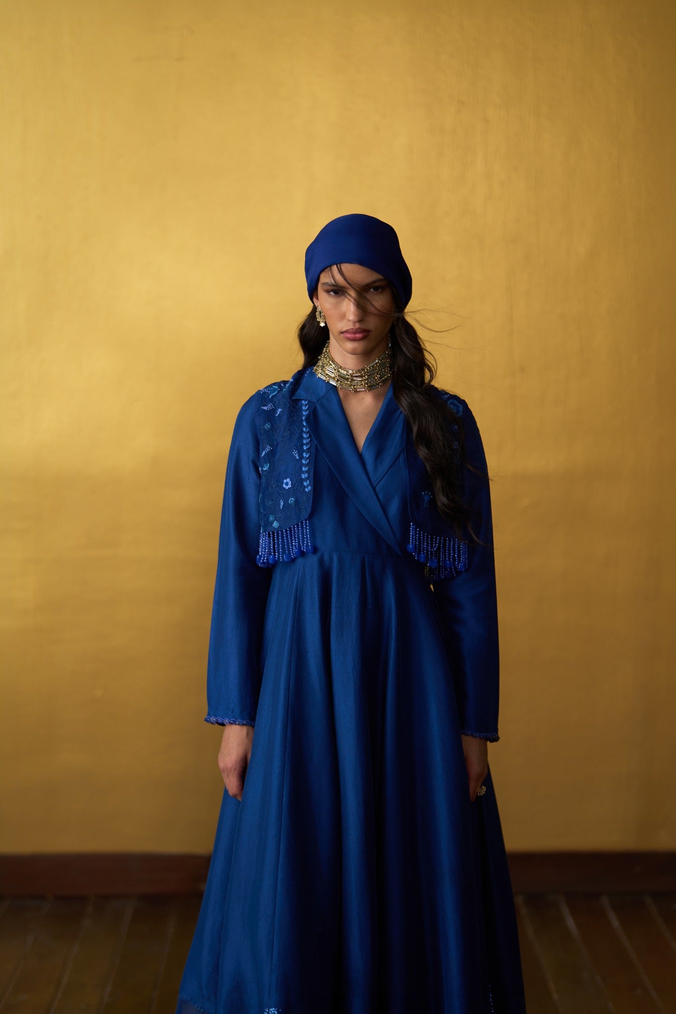 Nira Cobalt Blue Anarkali with Jacket