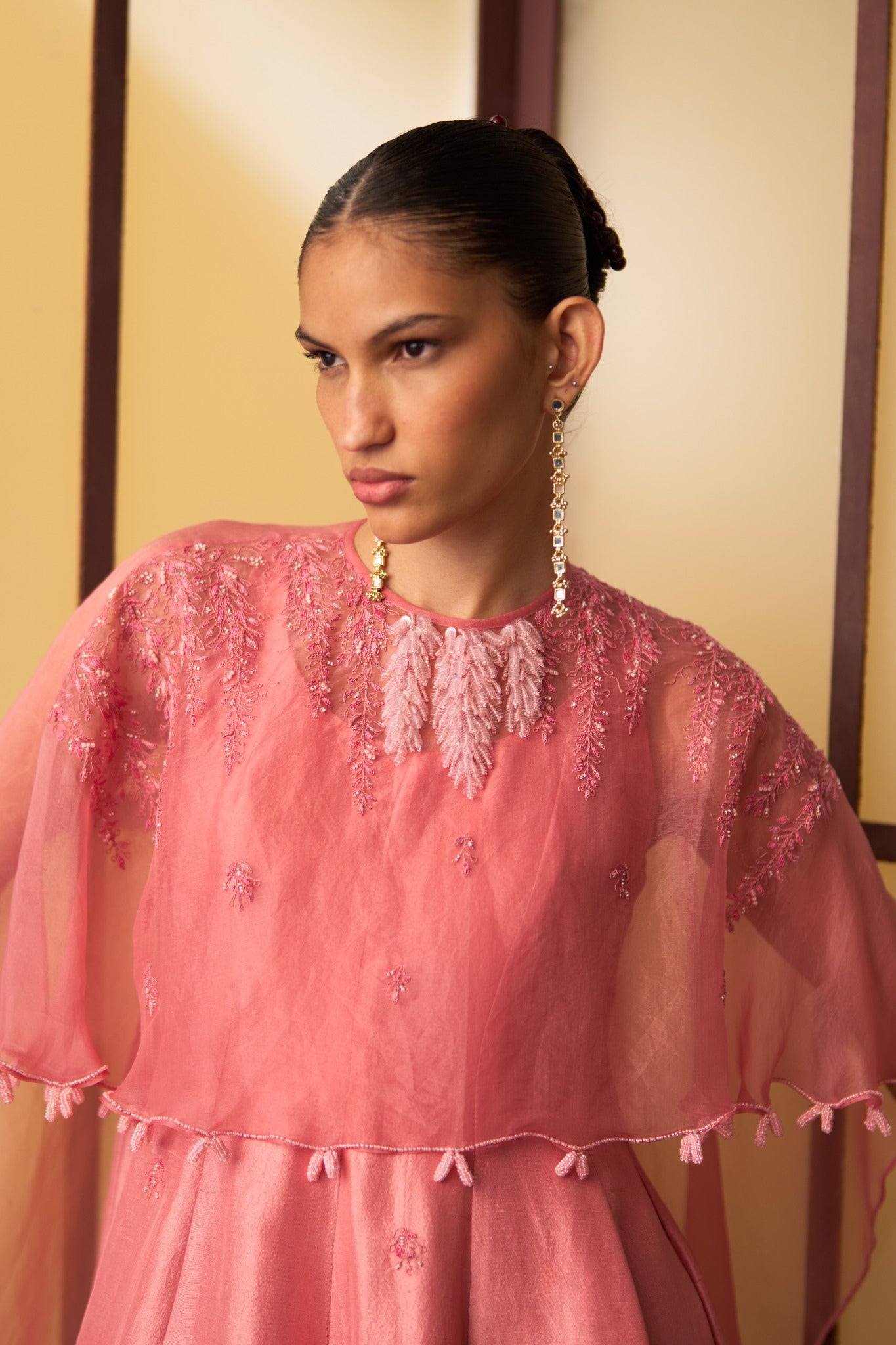 Misa Rose Pink Kali Dress with Cape