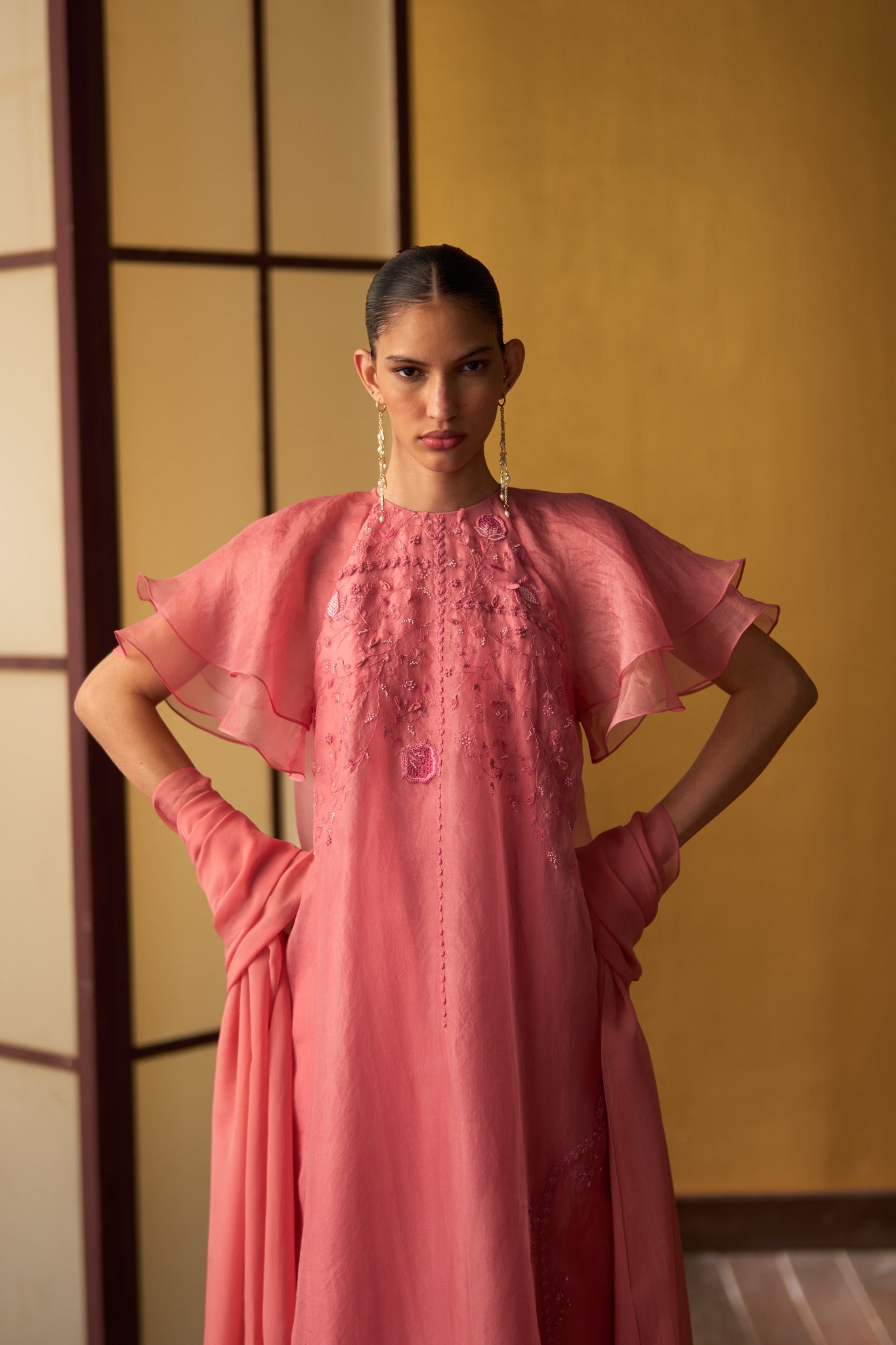 Kusumi Rose Pink Double Layered Kurta Set