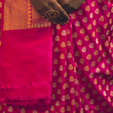 Fuchsia Dual Colored Zari Pure Silk Banarasi Handloom Sari