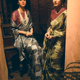 'Asavari' Pale Blue Dahlia Pure Tussar Handloom Sari