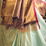Ice Blue Zari Pure Silk Kanjivaram Handloom Sari