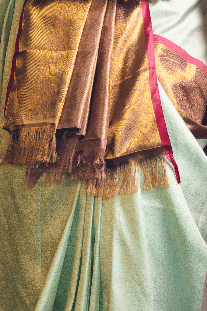 Ice Blue Zari Pure Silk Kanjivaram Handloom Sari